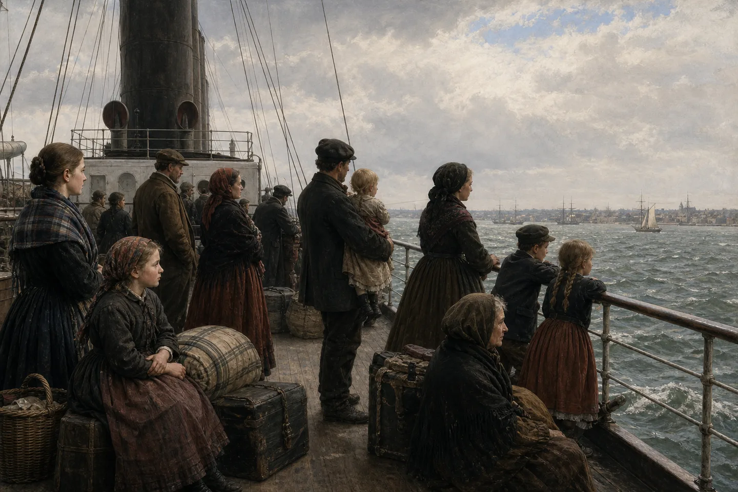 German immigrant families crossing the Atlantic on a nineteenth-century passenger ship