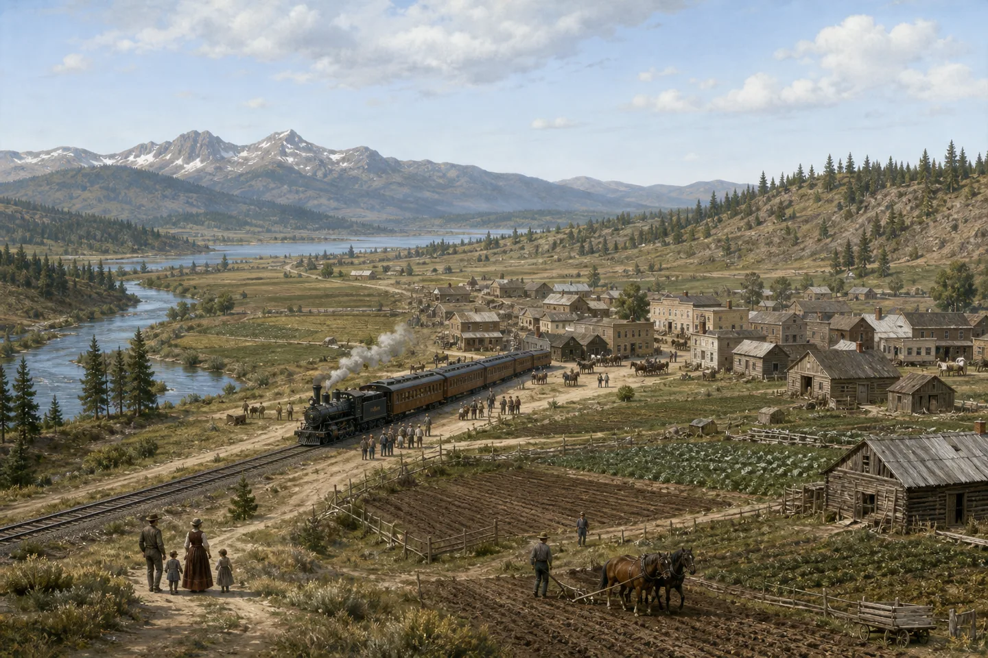 Rail-linked immigrant farms and town development across the northern Plains and Pacific Northwest