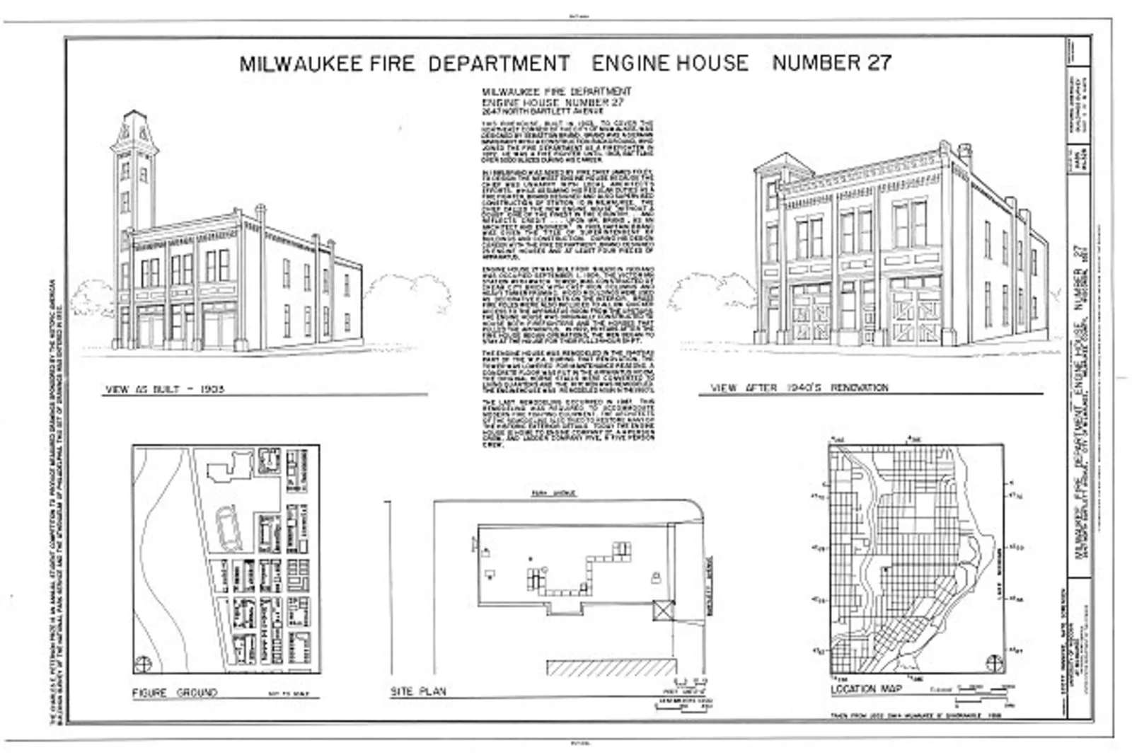 Historic architectural survey drawing from Milwaukee