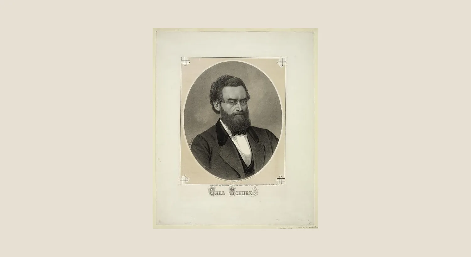 Nineteenth-century lithographic portrait of Carl Schurz