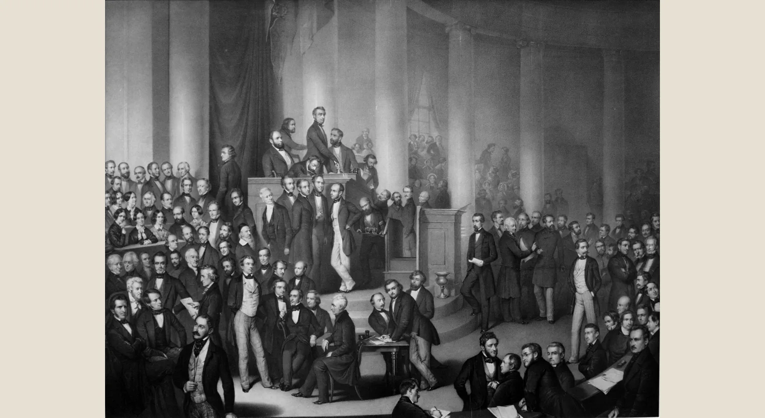 Delegates associated with the Frankfurt Parliament in an 1848 print