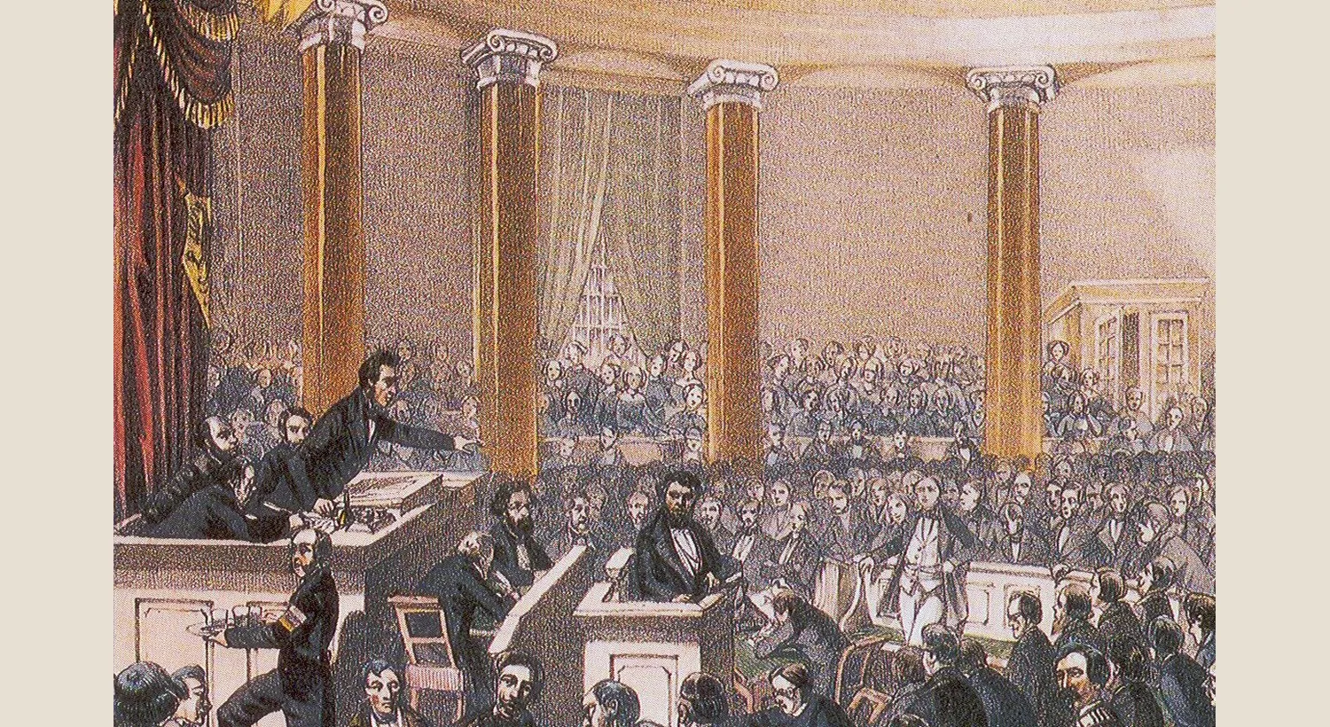 Women observing the Frankfurt National Assembly from the gallery in 1848