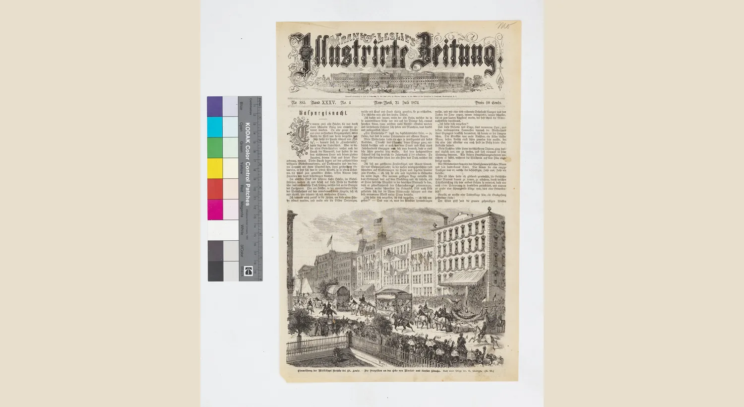 Illustrated German-language newspaper page depicting a public parade