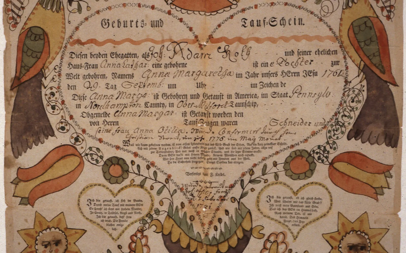 Historical illustrated Fraktur family record