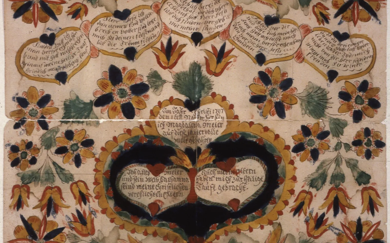 Illustrated Fraktur family record from a National Archives pension file