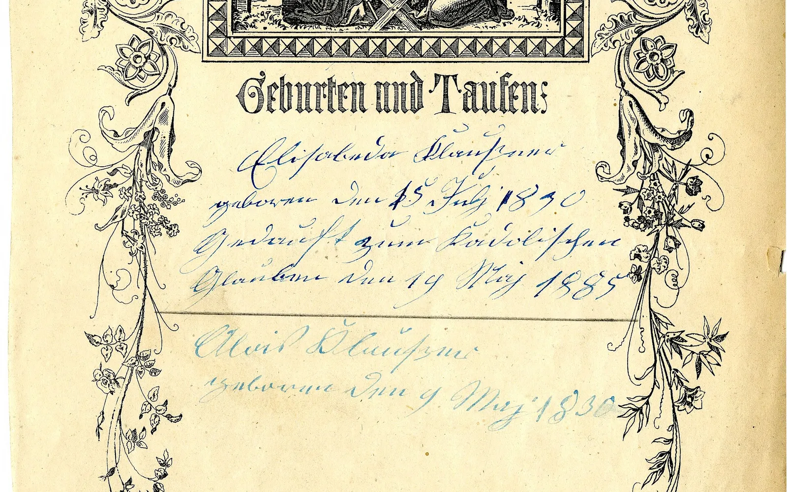 Page from a historical German-language family Bible