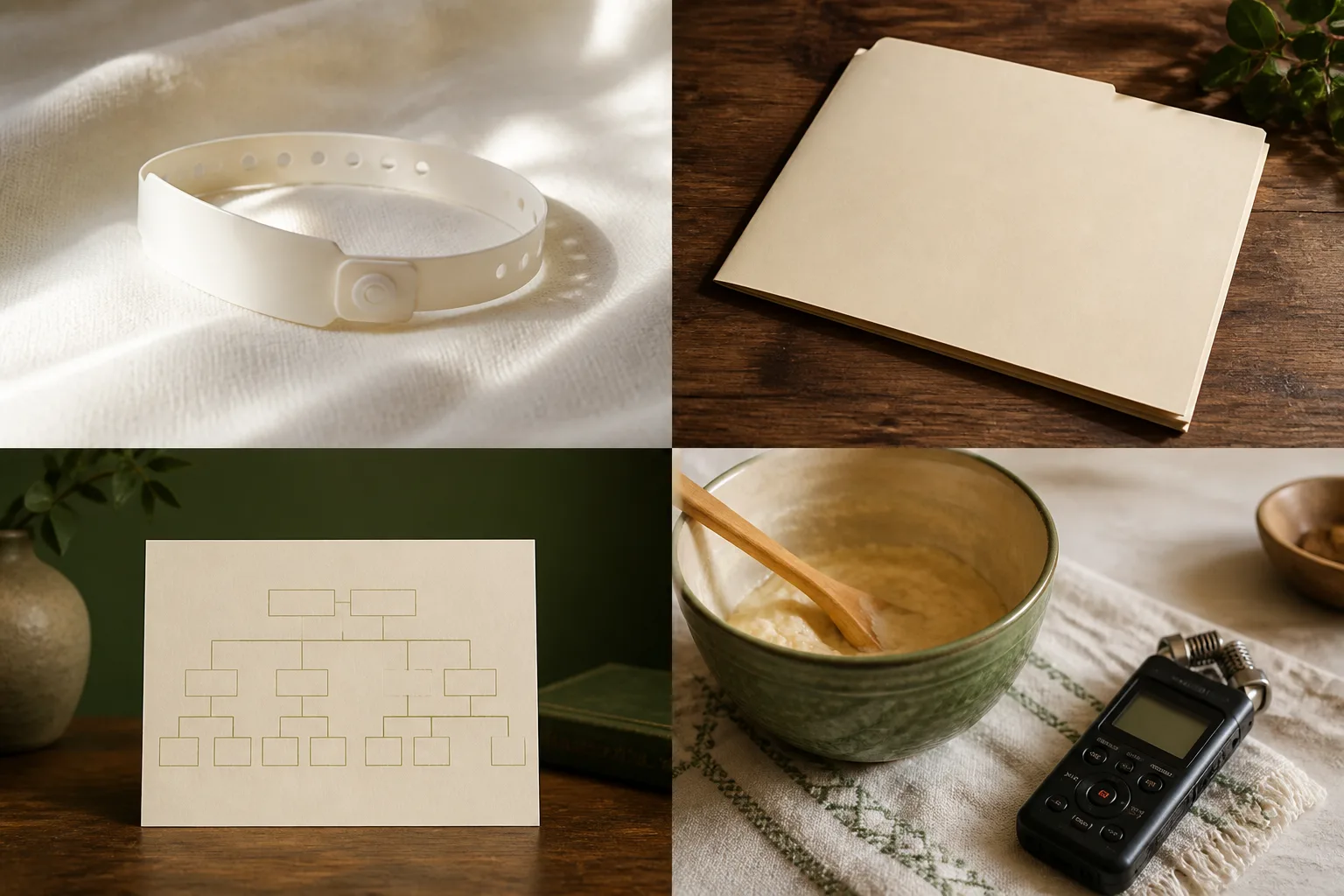 Four object scenes representing birthplace, legal citizenship, family ancestry and cultural participation