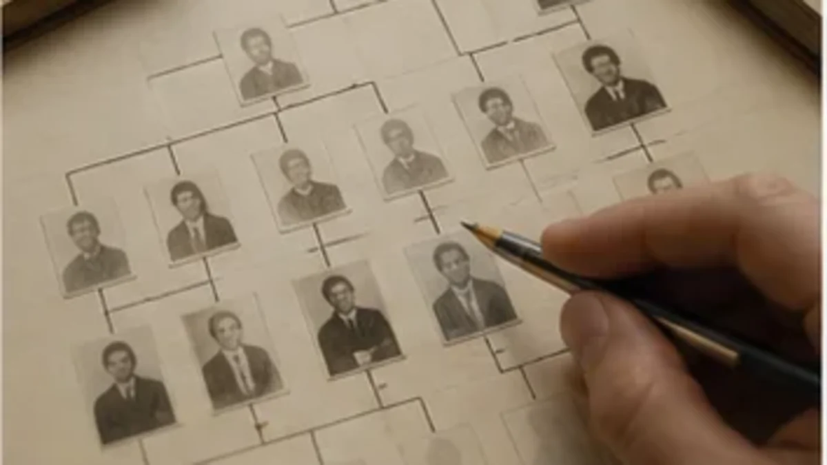 DNA segment pattern, family tree and family meal materials shown as separate evidence groups