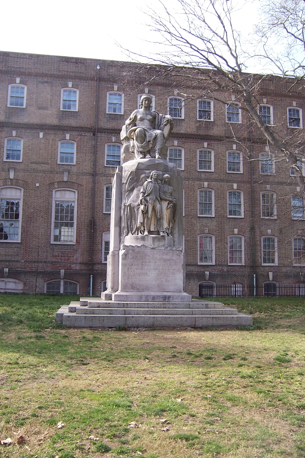Stone monument to Francis Daniel Pastorius in Vernon Park in Germantown, Philadelphia